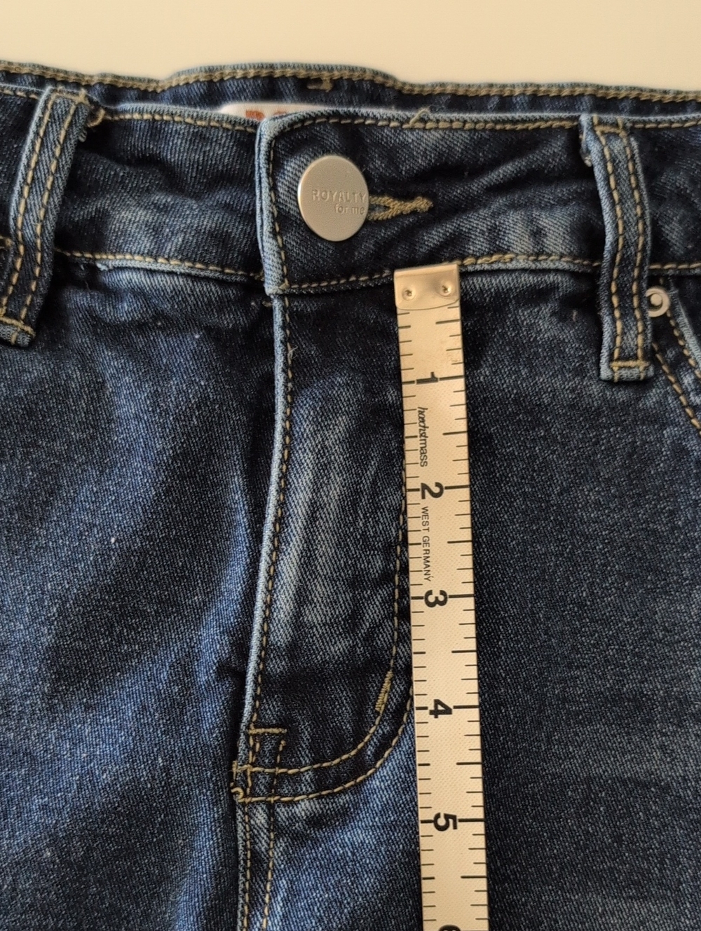 Denim Jean Frayed Hem Shorts Sz 10 Tummy Control Stars & Stripes Royalty For Me - Picture 10 of 12